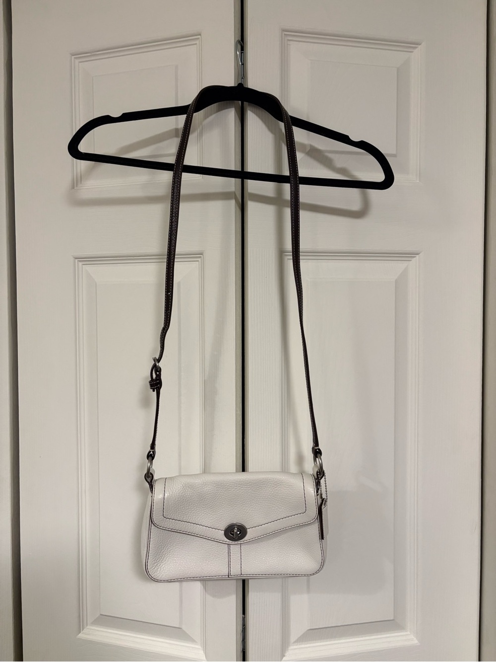Coach Leather Crossbody Bag in White with Contrast Strap